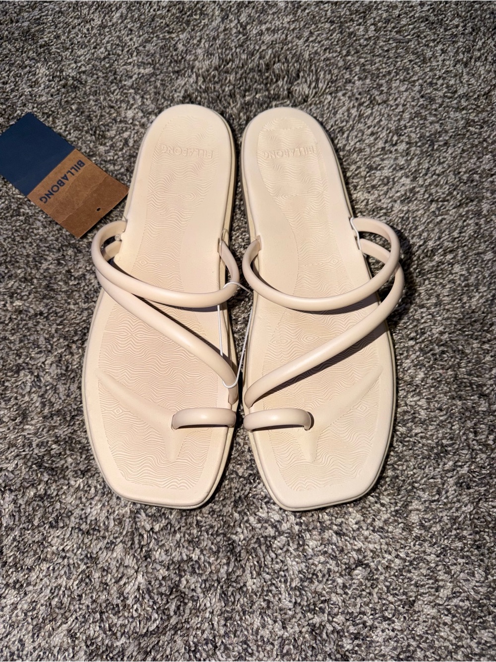 Billabong Cream Strappy Toe-Loop Sandals